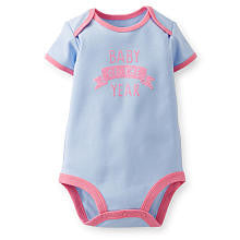 Carter's Girls Blue "Baby of the Year" Screen Print Short Sleeve Slogan Bodysuit with Glitter and Pink Accents