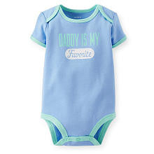 Carter's Girls Blue "Daddy is My Favorite" Glitter Printed Short Sleeve Slogan Bodysuit