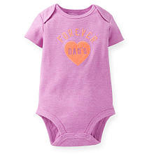 Carter's Girls Purple "Forever Dad's" Heart Print Short Sleeve Bodysuit