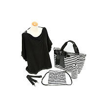 THEA THEA Santa Monica Diaper Bag in Black and White Border stripe with Nursing Cape