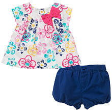 Koala Baby Girls 2 Piece Printed Short Sleeve Tunic and Solid Bubble Shorts Playwear Set