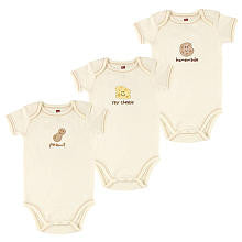 Hudson Baby Neutral 3 Pack Peanut, Say Cheese, Homemade Short Sleeve Bodysuits