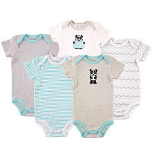 Luvable Friends Neutral 5 Pack "Free Hugs" Panda Bodysuits