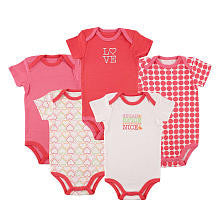 Luvable Friends Girls 5 Pack Sugar and Spice Bodysuits