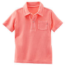 OshKosh Boys Coral Short Sleeve Pique Polo Top- Toddler