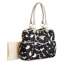 Carter's Zip Front Fashion Diaper Tote - Black/Cream Print