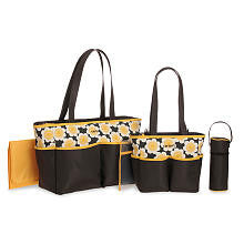 Carter's 5 Piece Diaper Bag Set - Grey/Yellow Floral