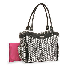 Carter's Convertible Diaper Tote - Black/Cream Dot