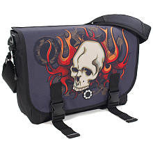 DadGear Messenger Diaper Bag - Skull and Flames