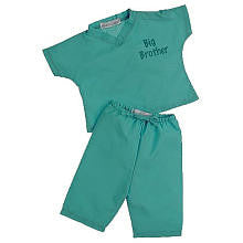 Princess Linens Boys Lab Green "Big Brother" My First Scrubs- Toddler