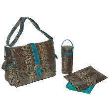 Kalencom Laminated Buckle Diaper Bag - Leopard and Teal