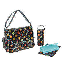 Kalencom Doodle Bugs Chocolate Double Buckle Diaper Bag