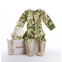 Baby Aspen Boys 2 Piece Big Dreamzzz Camo Soldier Baby Layette Gift Set with Footie and Hat- 0-6 Months