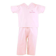 Scoots Girls Pink "I'm New Here" Scrubs