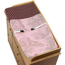 Sweet Jojo Designs Pink and Brown French Toile and Polka Dot Collection Changing Pad Cover