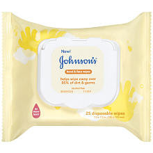 Johnson & Johnson Baby Hand & Face Wipes 25 -Count