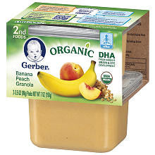 Gerber DHA Baby Food - Banana/Peach/Granola 2-Pack Baby Food - 3.5 Ounce