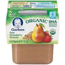 Gerber 2nd Foods DHA Pear Strawberry Granola 2-Pack Baby Food - 3.5 Ounce