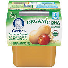 Gerber Organic DHA Baby Food Squash Apple 2-Pack Baby Food - 3.5 Ounce