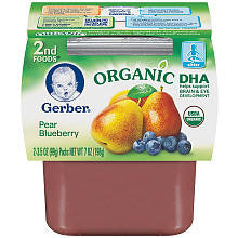 Gerber Organic 2nd Foods Baby Food Pear Blueberry 2-Pack - 3.5 Ounce