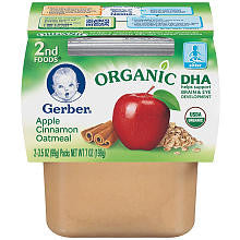 Gerber Organic DHA Baby Food Apple Cinnamon Oatmeal 2-Pack Baby Food - 3.5 Ounce