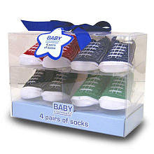 Baby Essentials Boys 4-Piece Sock Set - Sneaker (0-6 Months)