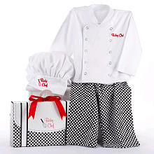 Baby Aspen 'Big Dreamzzz' Baby Chef Three Piece Layette in Culinary Themed Gift Box - White (0-6 Months)