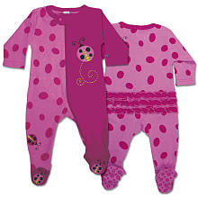 Sozo Girls' Footed Romper - Ladybug in Pink